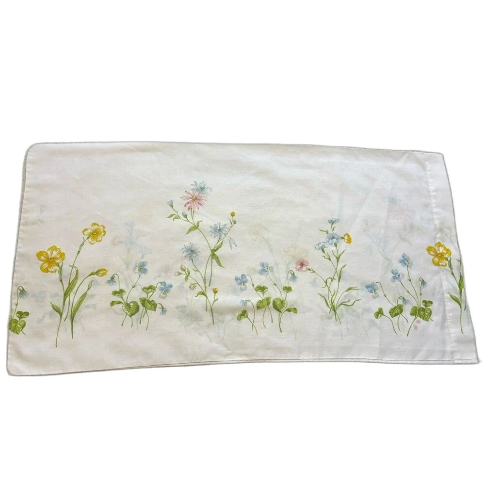 Vintage Spring Wildflower King Pillowcase Cottagecore Shabby Chic White 20X35